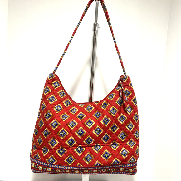 Vera Bradley Villa Red 2014 shoulderbag purse medium zipper top quilted cotton - Picture 4 of 10
